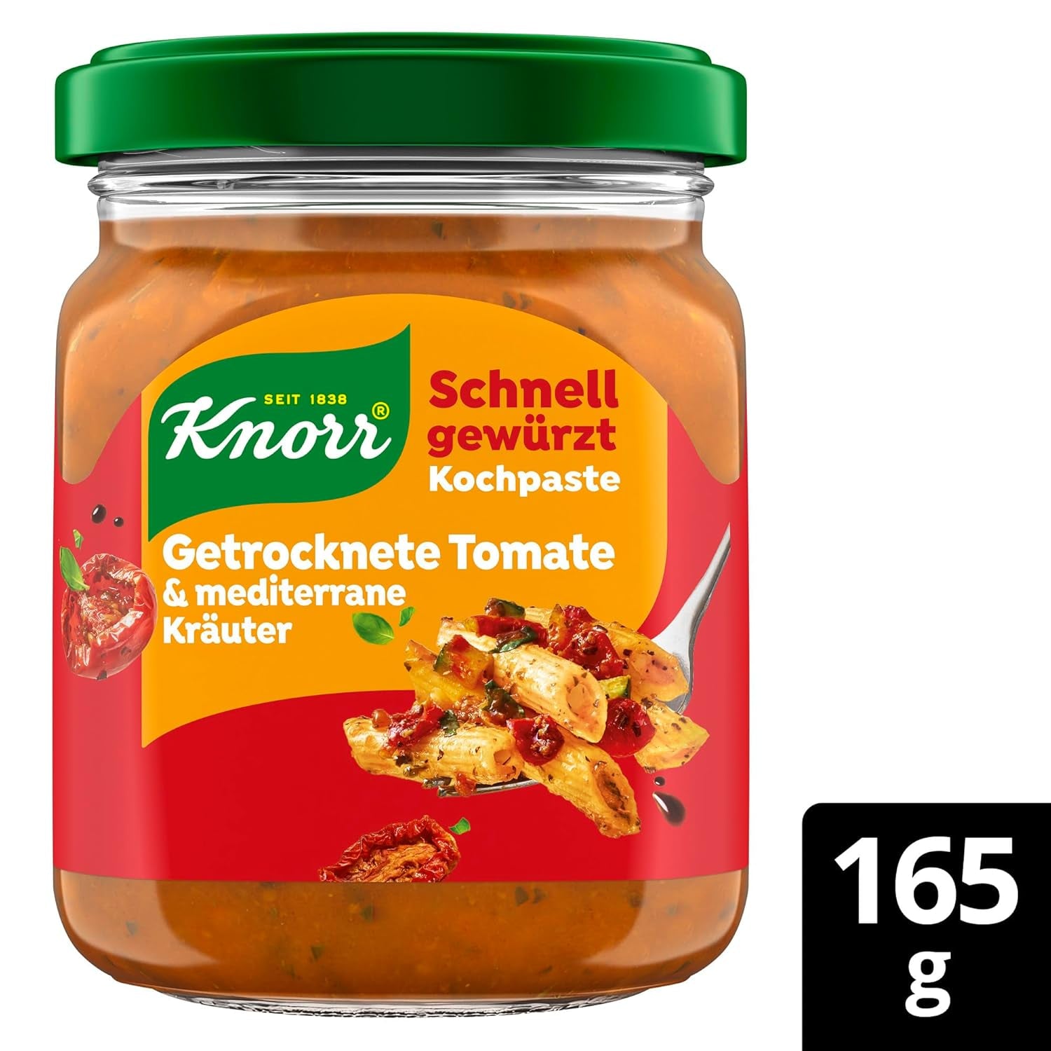 Knorr Schnell gewürzt Kochpaste Getrocknete Tomato & Mediterranean Kräuter einfach & schnell für einen besons intensiven, geballten Gesmack 165 g