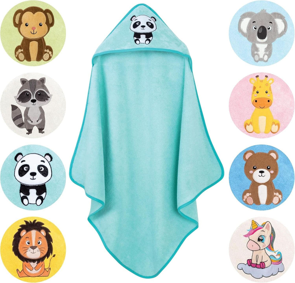 LAYNENBURG Asciugamano da bagno con cappuccio Premium Baby, 100% cotone - Oeko TEX, 80 x 80 cm Mamma e Bambino Naty Shop Turchese, panda