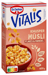 Dr. Oetker Vitalis Crunchy Flakes: muesli croccante con corn flakes e pezzetti di mandorle, confezione da 5 (5 x 600 g)