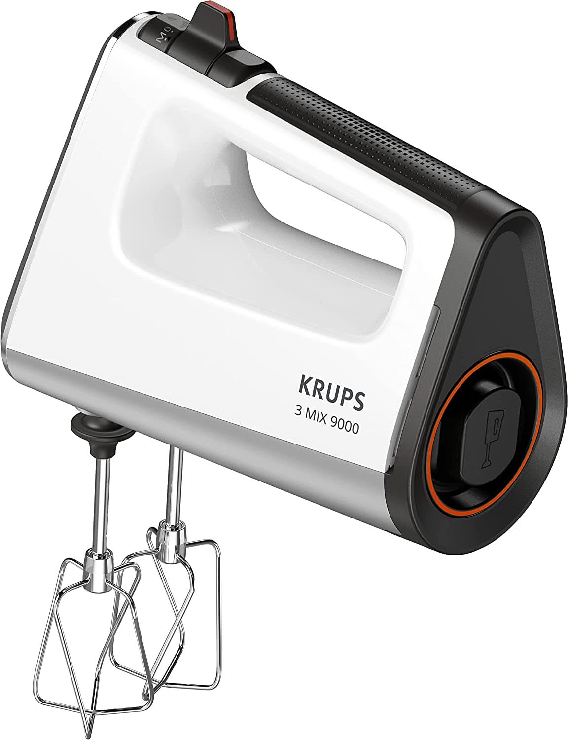 Krups GN9121 3 Mix 9000 Sbattitore manuale | 750 Watt | Geschwindigkeitsregler | Modalità Turbo | Auswurfffunzione | Impugnatura ergonomica incl. Schneebesen, Knethaken, Pürierstab-Aufsatz, Messbecher | Negozio Weiß/Silber Naty