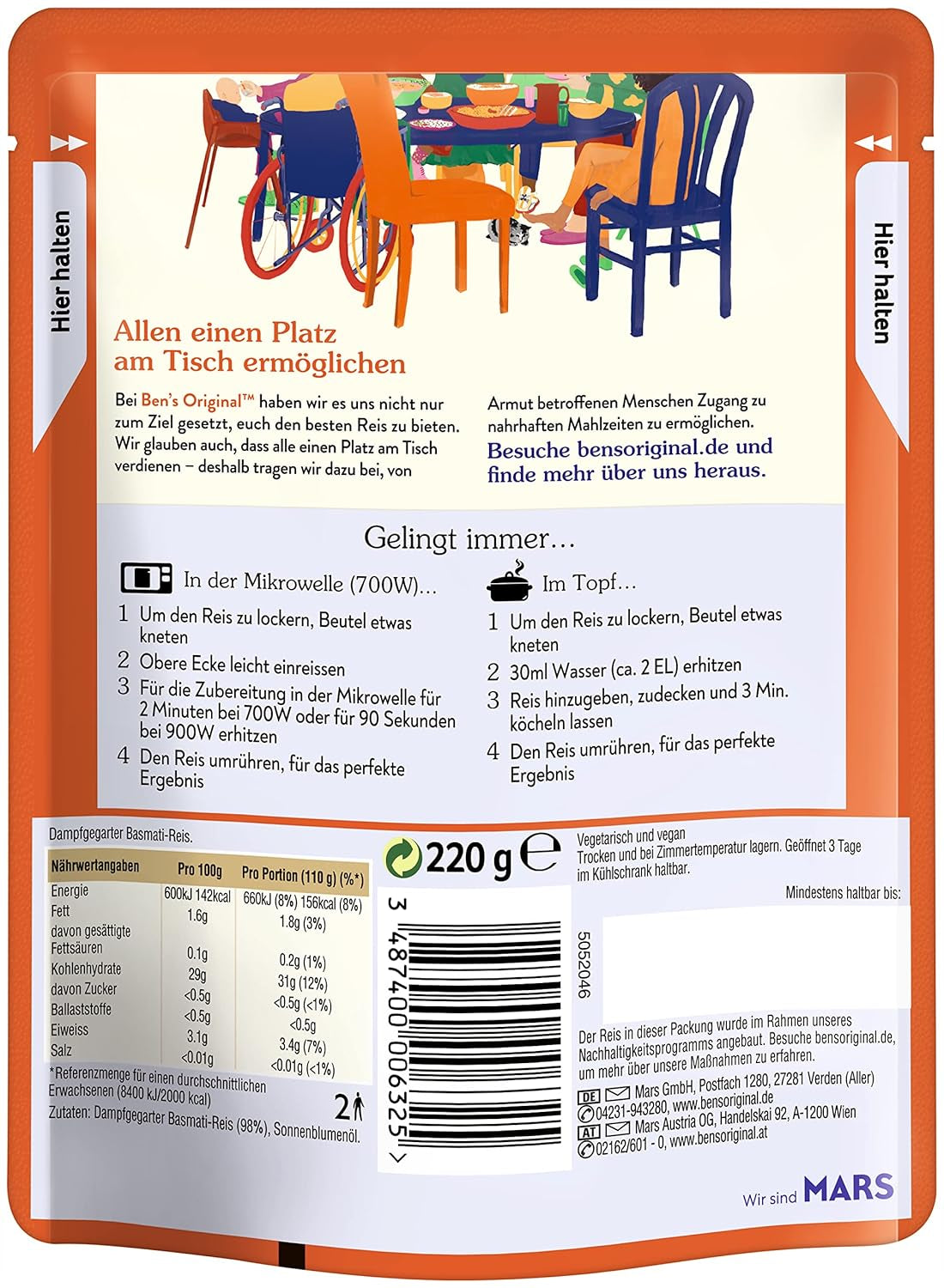 BEN'S ORIGINAL™ Riso Basmati Express 6 x 220 g