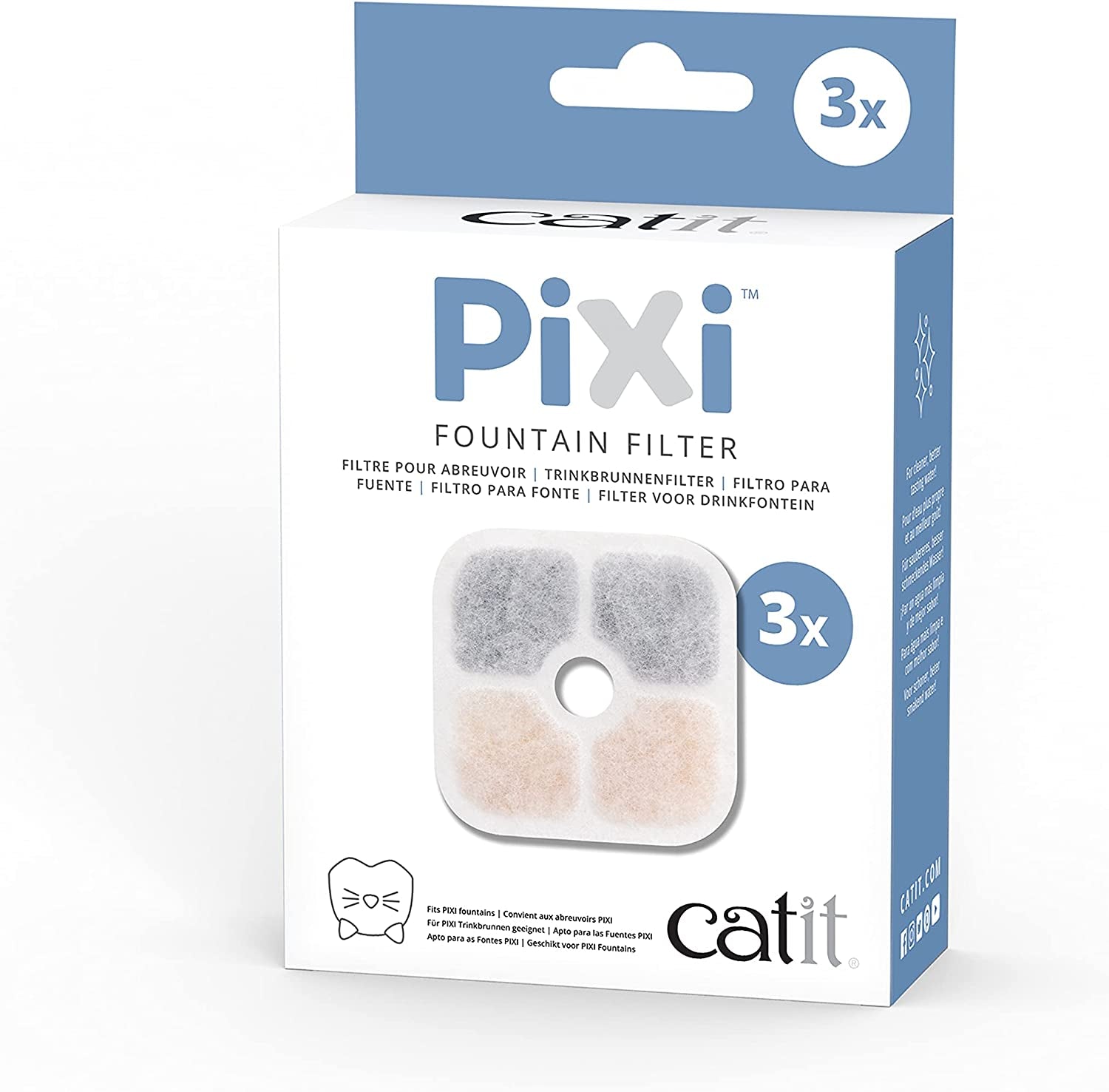 Catit 43722 Pixi Ersatzfilter, Trinkbrunnenfilter für die Catit Pixi Trinbrunnen, 6er Pack, Weiß