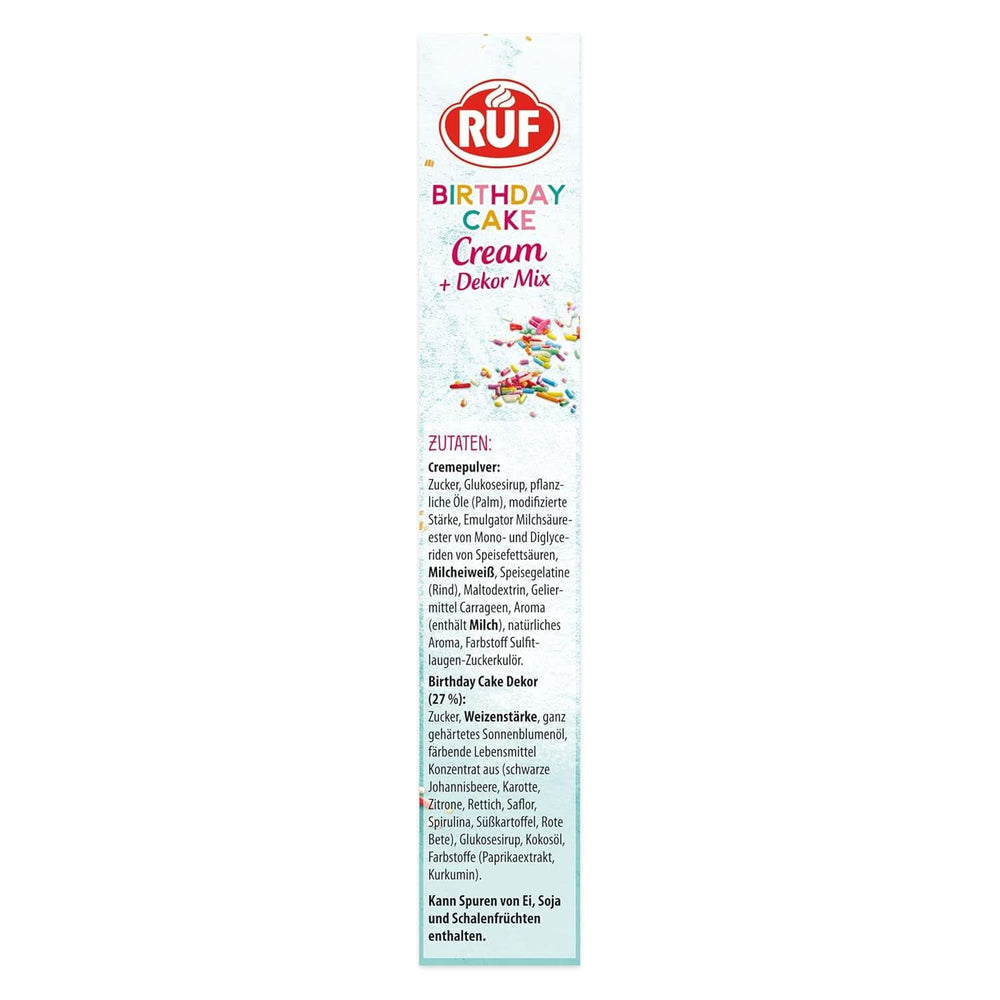 RUF Birthday Cake Cream, pudră de cremă cu aromă de vanilie și caramel și decor colorat, 110 grame Glazuri si Decor Naty Shop