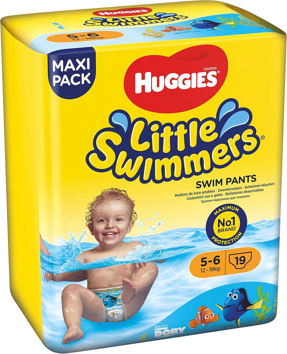 Huggies Little Swimmers Taglia 5-6, confezione grande da 19 pezzi Naty Shop per mamma e bambino