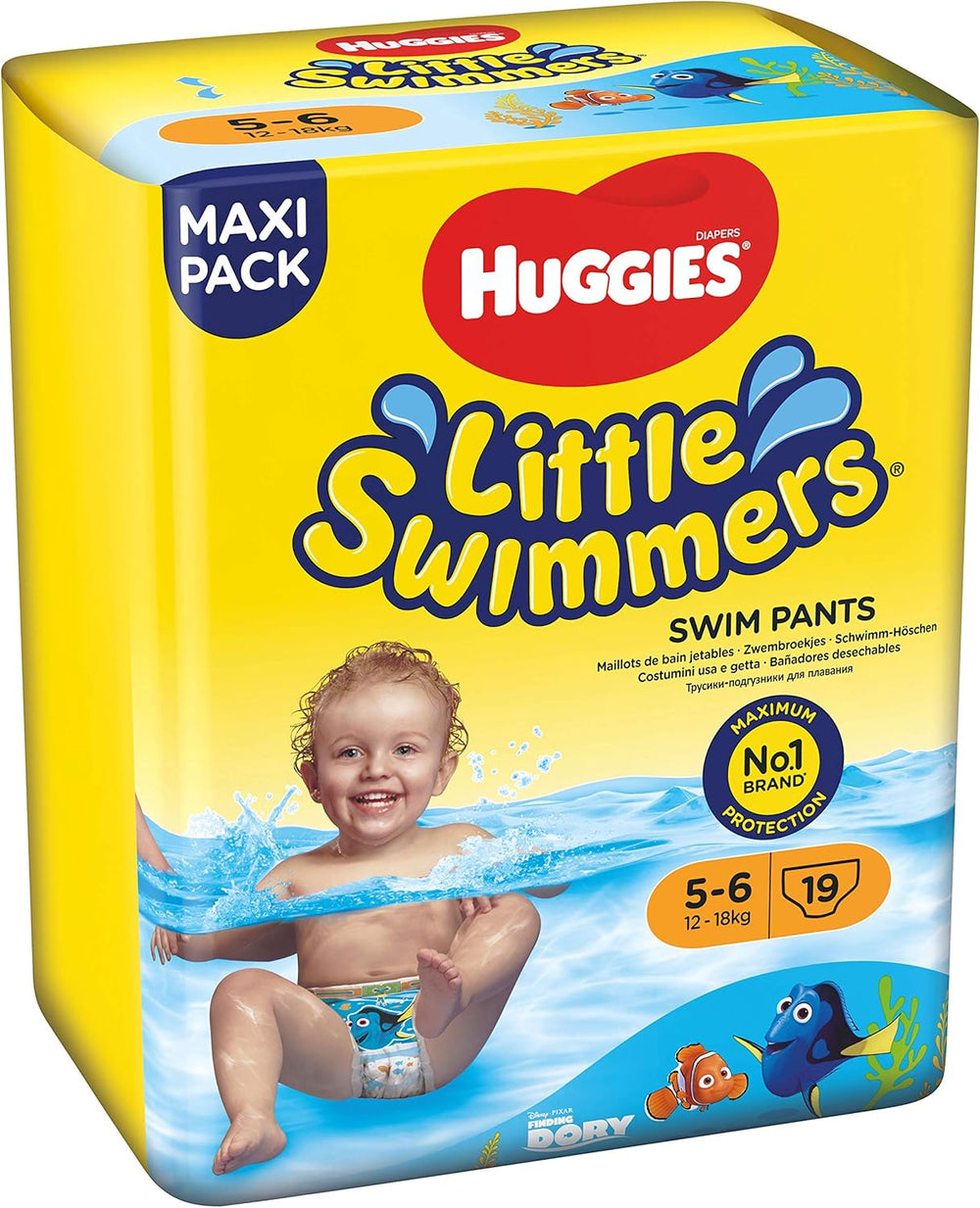 Pannolini da nuoto Huggies Little Swimmers taglia 5/6 (12-18 kg), 1 confezione da 19 pezzi