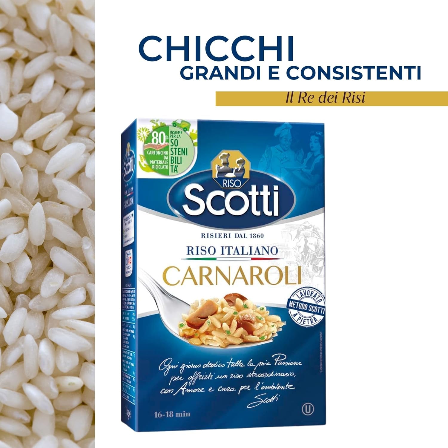 - Carnaroli - Riso extrafino per risotti, riso dall'Italia, pronto in 16 minuti - 1 kg
