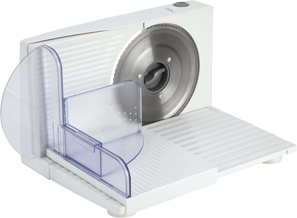 JECF0300 Affettatrice Elettrica Compatta, Lama Removibile in Acciaio Inox, Diametro 170mm, Controllo Spessore da 0 a 15mm, 150W Grattugie e Affettatrici Naty Shop