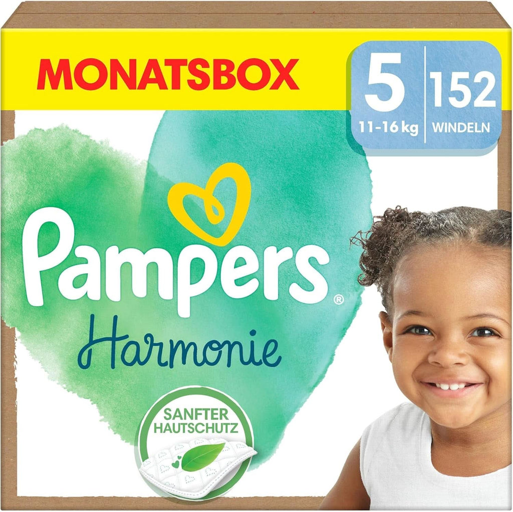 Pampers Baby scutece mărimea 5 (11-16kg) Harmony, Protecție delicată a pielii și ingrediente pe bază de plante, 152 buc. Mama si Copilul Naty Shop