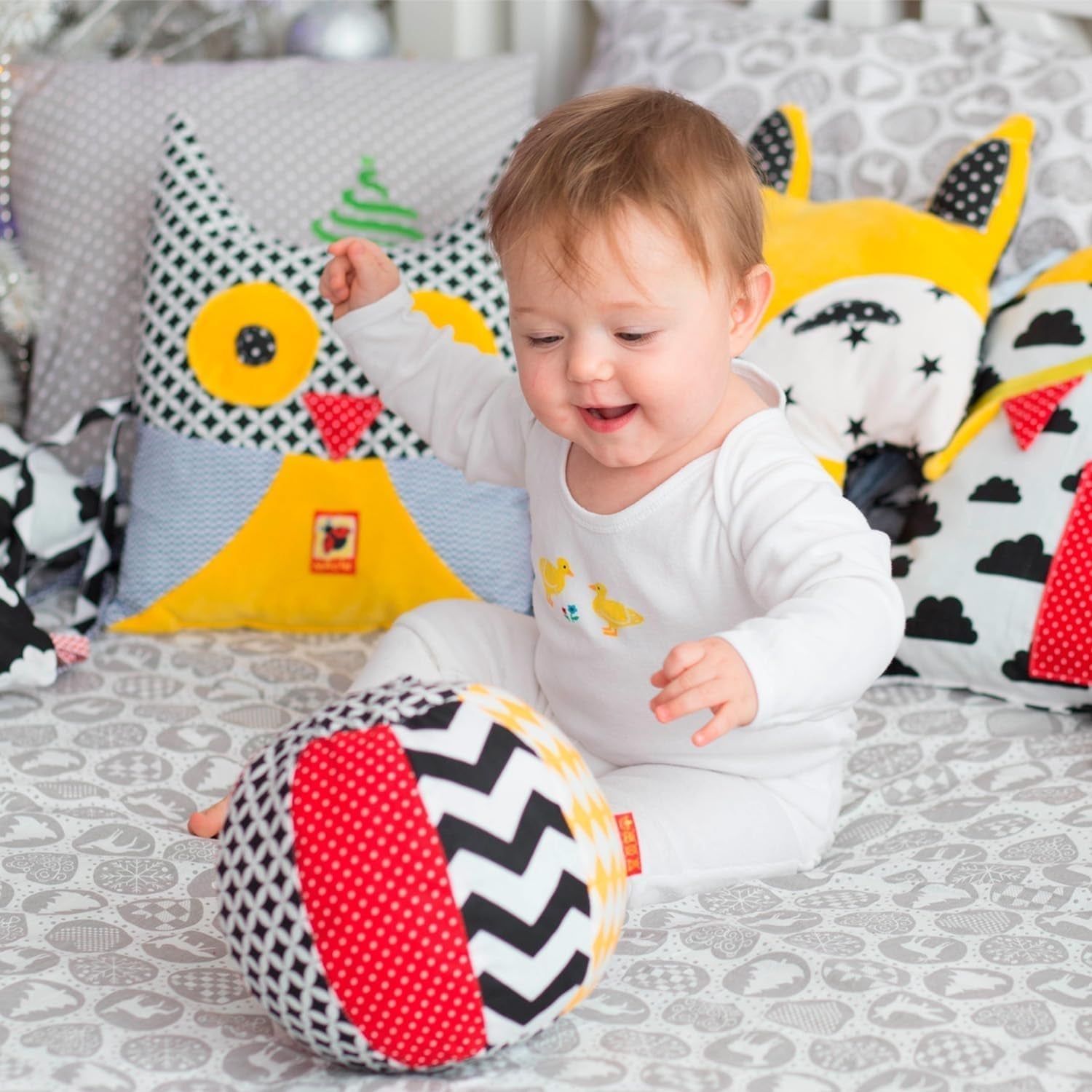 magdum 2 set joc cub copil + tesatura minge - jucărie abilități motorii de la 1 an - jucărie pentru copii 6 luni - jucărie Montessori - jucărie educativă 1 an - cadou pentru copii - minge pentru copii - cub pentru copii - cadouri pentru copii Jucarii Bebe Naty Shop