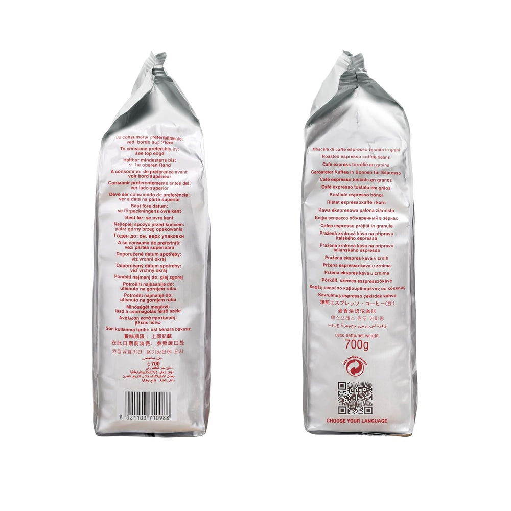 Lucaffè - Entkoffeinierte Kaffeebohnen Decaffeinato, 700 Gr | Kaffeebohnen zum Mahlen für Espresso ohne Koffein | Dunkle Röstung | Süßer und fruchtiger Geschmack, cremig | Intensives Aroma