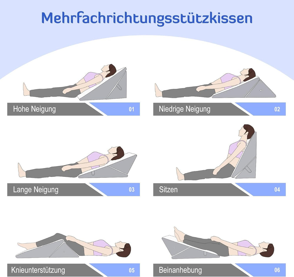 INFANZIA Pernă cu pană reglabilă, pernă de citit din spumă de înaltă densitate pentru pat și canapea, pernă ergonomică pentru cap cu pană de pat pentru apnee de reflux în somn, pernă pentru picioare/pernă pentru spate pentru joacă și citit (alb și gri)