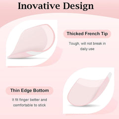 Set de vârfuri pentru unghii false - 240 de bucăți unghii false franțuzești pentru lipit - Unghii artificiale scurte, pătrate, pentru manichiură, pentru femei și bărbați (gradient scurt de sicriu)
