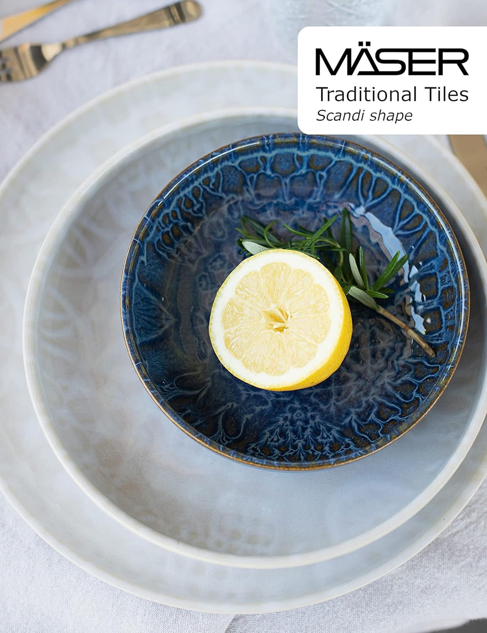 MÄSER 934063 Set di stoviglie moderno vintage per 2 serie Tiles con design moresco Set di stoviglie Naty Shop