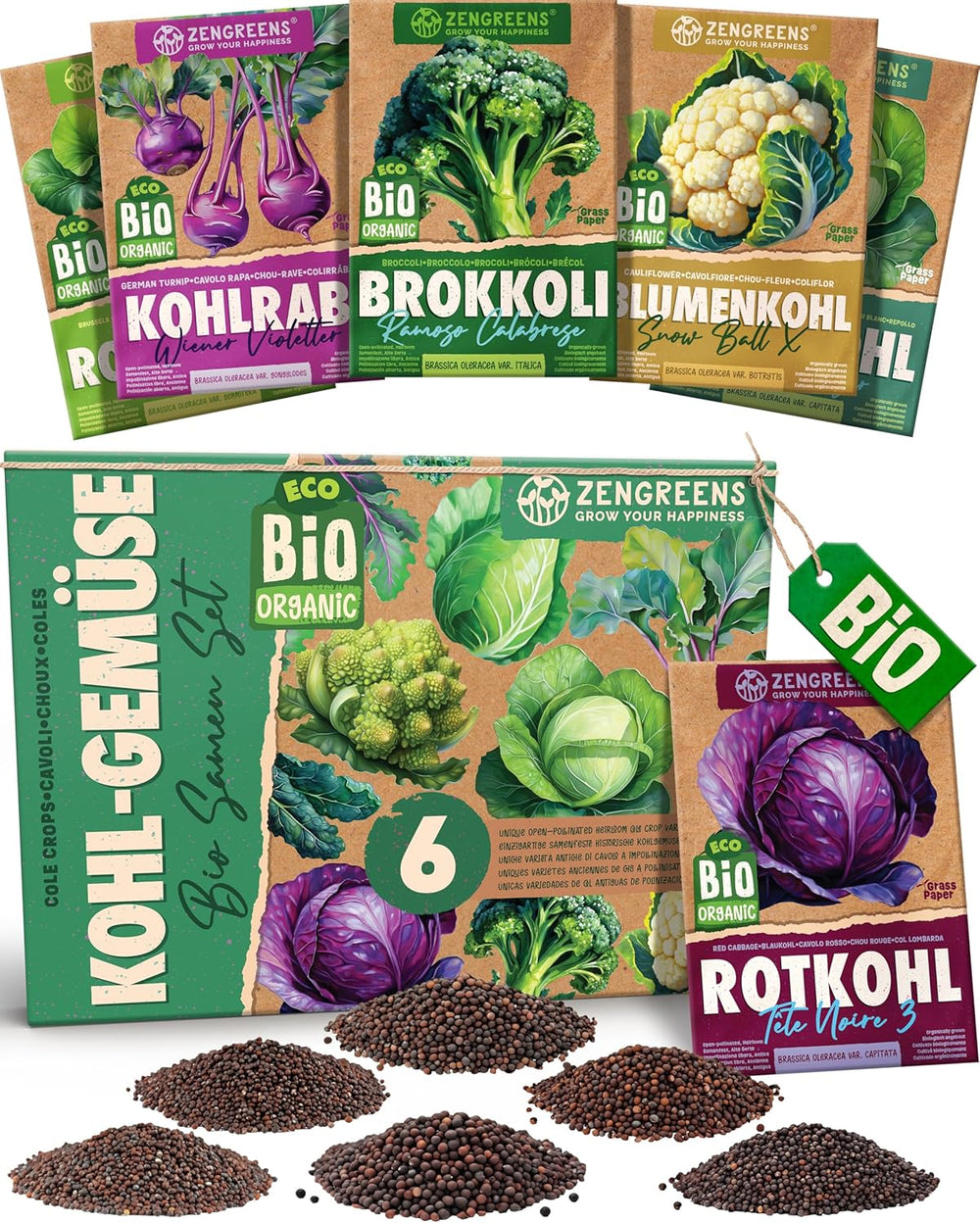 Semi di basilico biologico in set da 6 - 6 semi di basilico per una facile coltivazione in giardino, balcone o aiuola rialzata - Semi di piante - Piantine