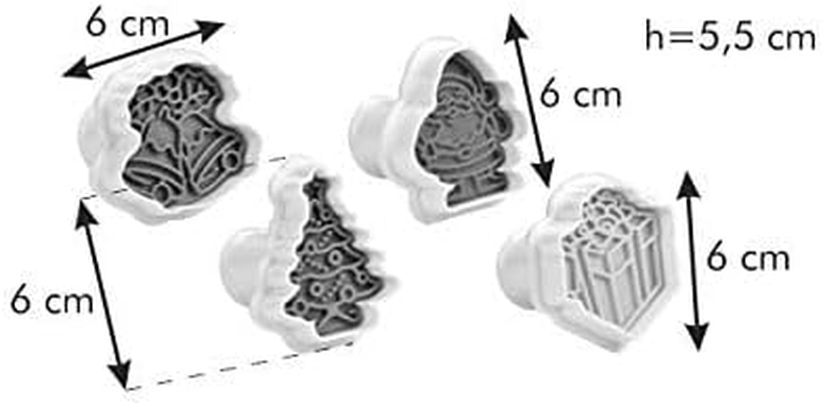 Forme de biscuiți Tescoma cu ștampilă Delicia de Crăciun, asortate, set de 4 piese