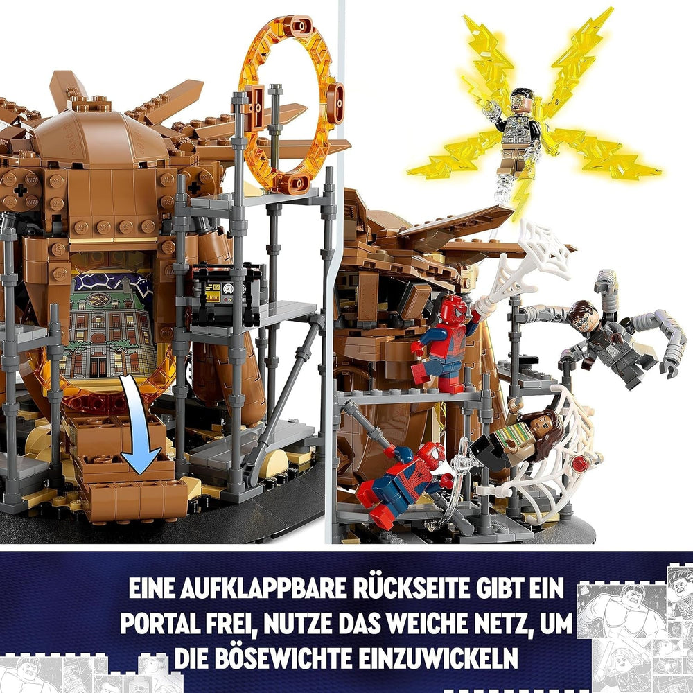 LEGO 76261 Marvel Spider-Man's Big Showdown, Spider-Man: No Way Home set con 3 minifigure Peter Parker più Green Goblin, Electro, Sandman, Ned, Doctor Strange e MJ, modello da collezione Set di costruzione Besuche den LEGO-Store