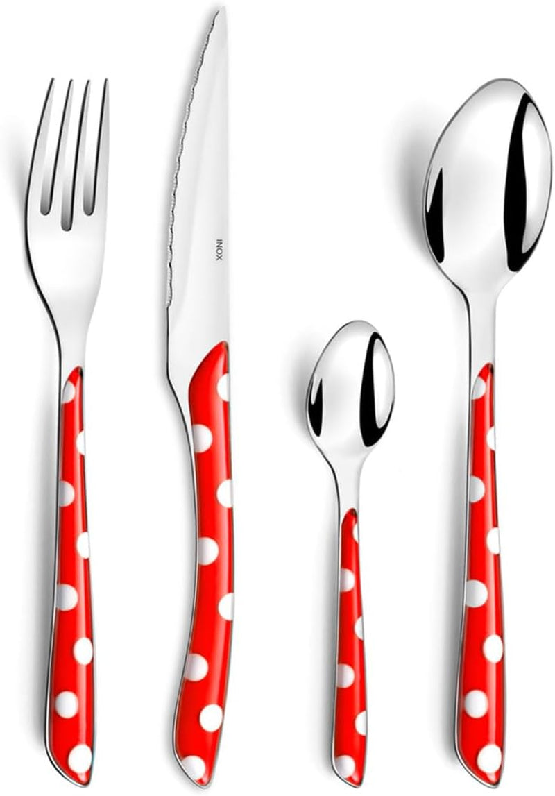 Amefa ECLAT set de tacâmuri NATURE, 24 de piese, 6 persoane Bucatarie Naty Shop Lucios monocrom Rosu 32 de piese