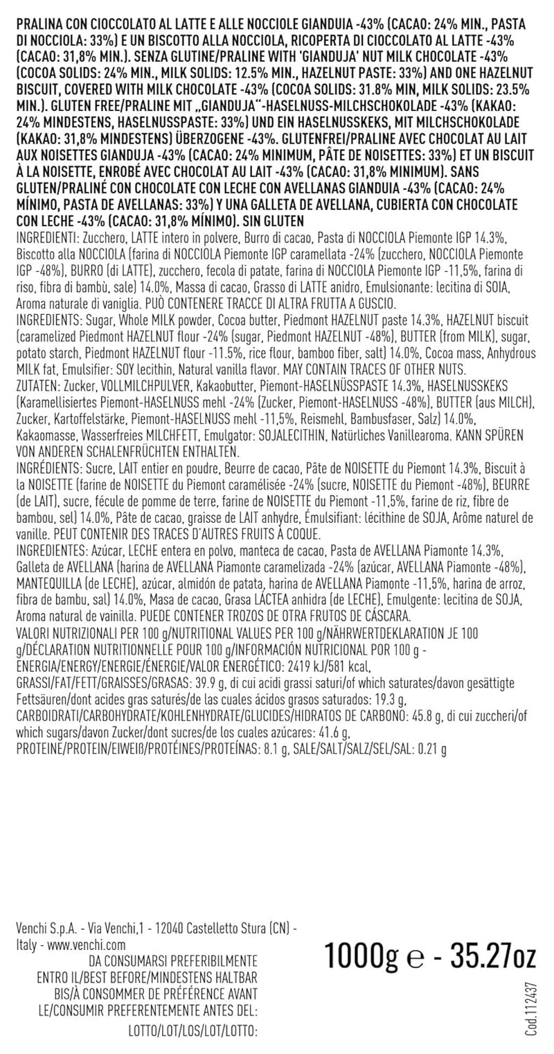 Venchi - deserturi italiene - Baciodidama Latte la pachet de 1 kg Bomboane de Ciocolata Naty Shop