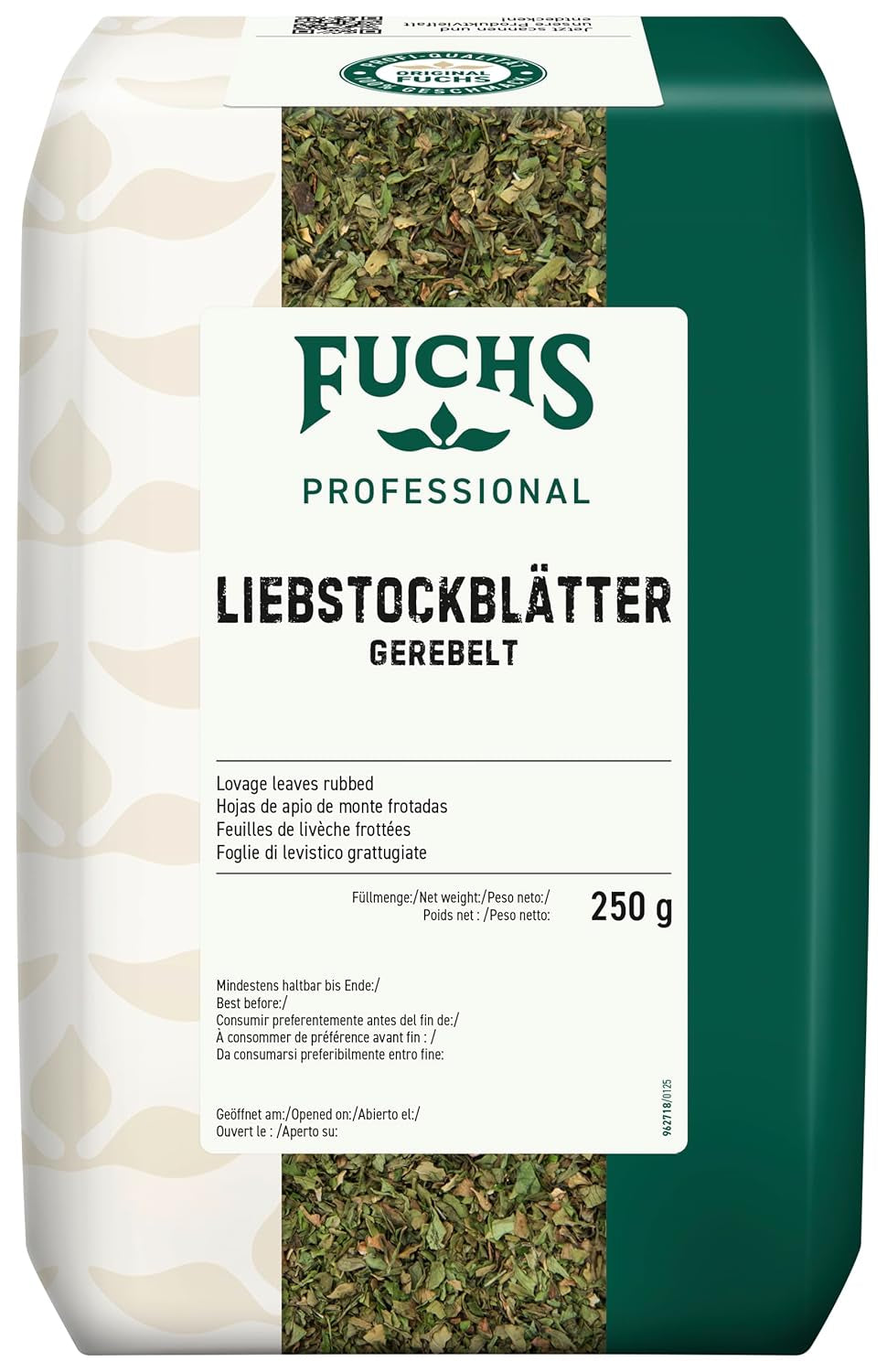 - Liebstockblätter gerebelt | Für salzarme Küche geeignet, passt zu Eintöpfen oder Salaten | Qualità professionale per grossi verbi | Sacco riciclabile da 0,25 kg
