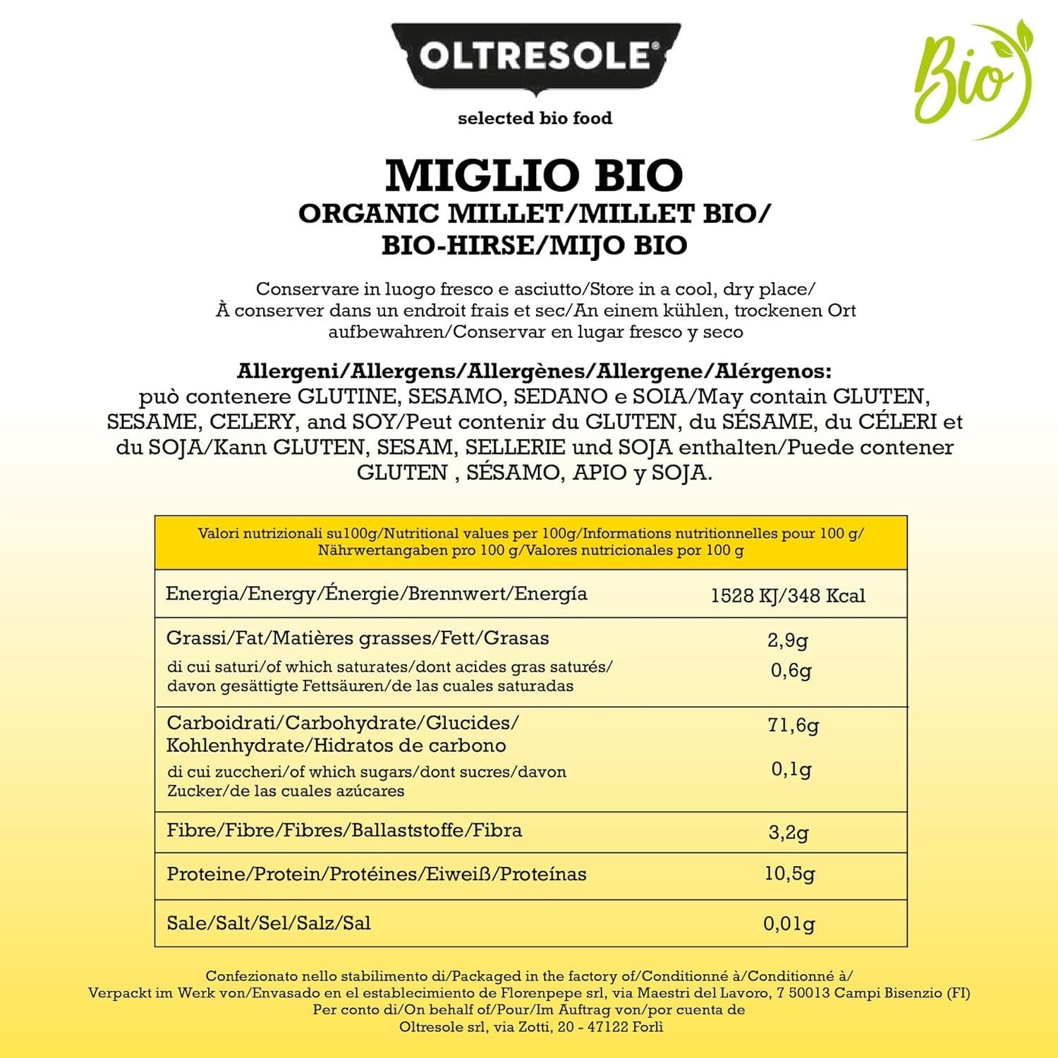 Miglio biologico 1 kg, cereali biologici ricchi di fibre e minerali, chicchi di miglio giallo da consumo, confezione ideale per la famiglia