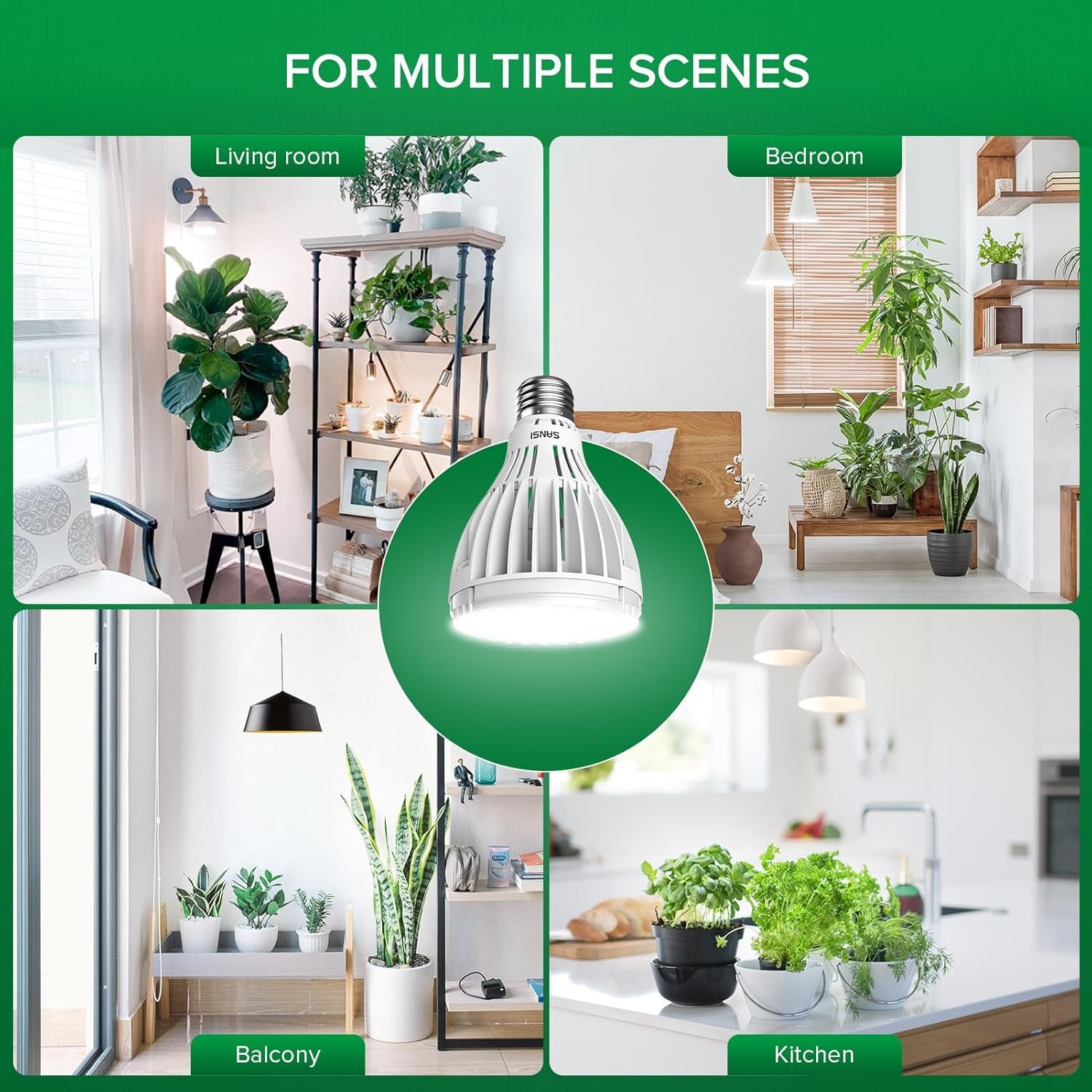 SANSI Lampada LED per Piante da Interno 30W a Spettro Completo 250W Equivalente ad Alta PPFD E27 Lampada per Coltivazione 4000K 660nm Angolo del Fascio di 60° Lampada per Piante Ortaggi Fiori Coltura Idroponica