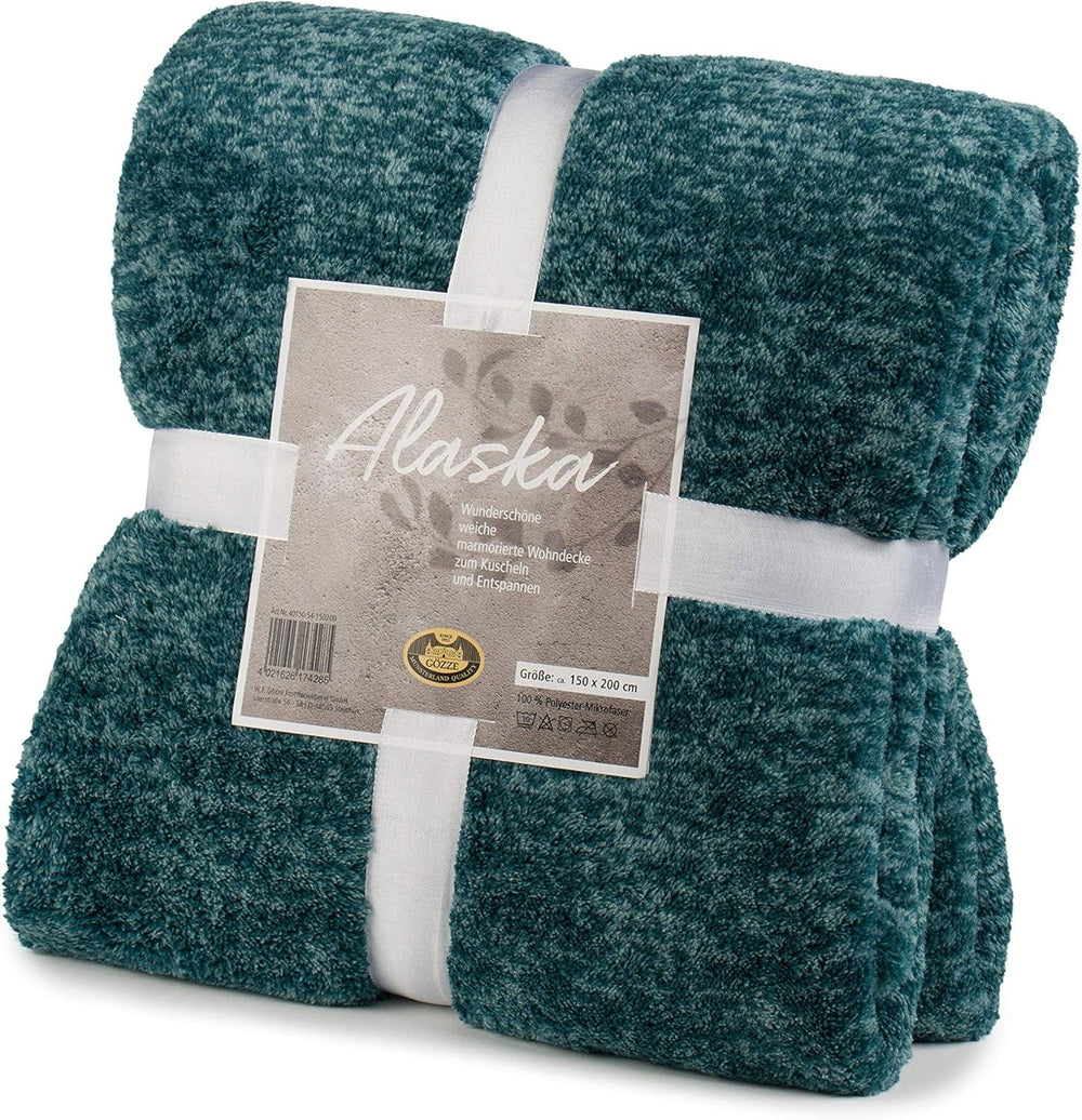 Gözze - Coperta vivente e confortevole marmorizzata, 150 X 200 cm - Petrol Letti e coperte Besuche den Gözze-Store