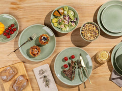 GBHOME Set de veselă ceramică pentru 6 persoane, set de 24 de piese farfurii și boluri pictate manual, vase din gresie rezistente la zgârieturi, potrivit pentru mașina de spălat vase și cuptorul cu microunde