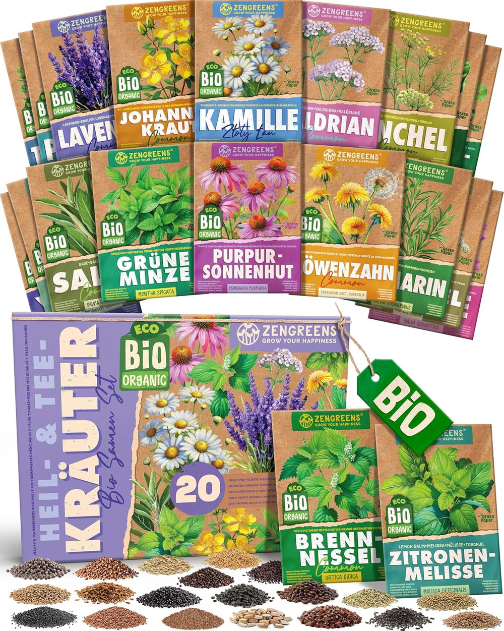 Semi di basilico biologico in set da 6 - 6 semi di basilico per una facile coltivazione in giardino, balcone o aiuola rialzata - Semi di piante - Piantine