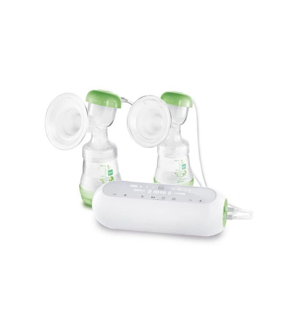 MAM - Pompa elettrica per il latte doppia – Pompa per il latte 2 in 1 con 9 livelli di intensità e 3 ore di allattamento – 2 bottiglie anti-coliche Easy Start e 2 dosi incluse – Verde Accessori Alimentazione e allattamento Baby Naty Shop