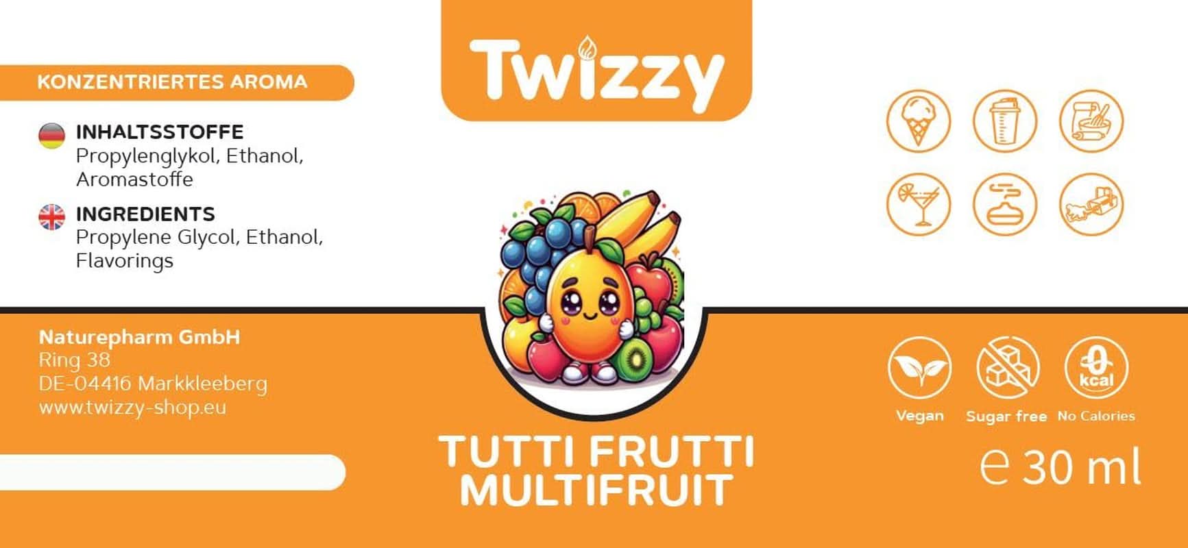 Twizzy Aroma Concentrato Tutti Frutti, 30 ml Aromi Naty Shop