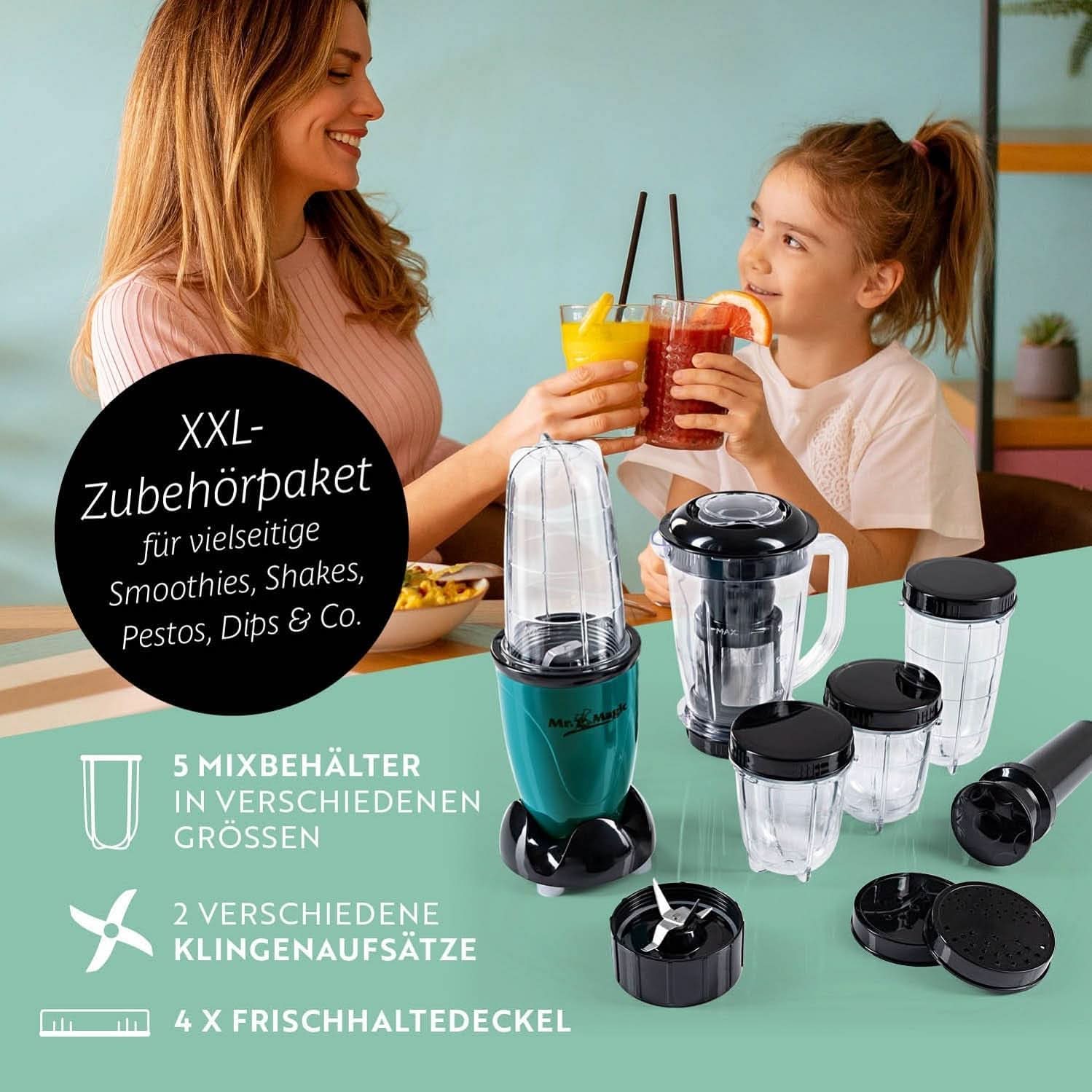 Gourmetmaxx Mr Magic Blender, Smoothie Maker con pacchetto accessori Xxl Naty Shop