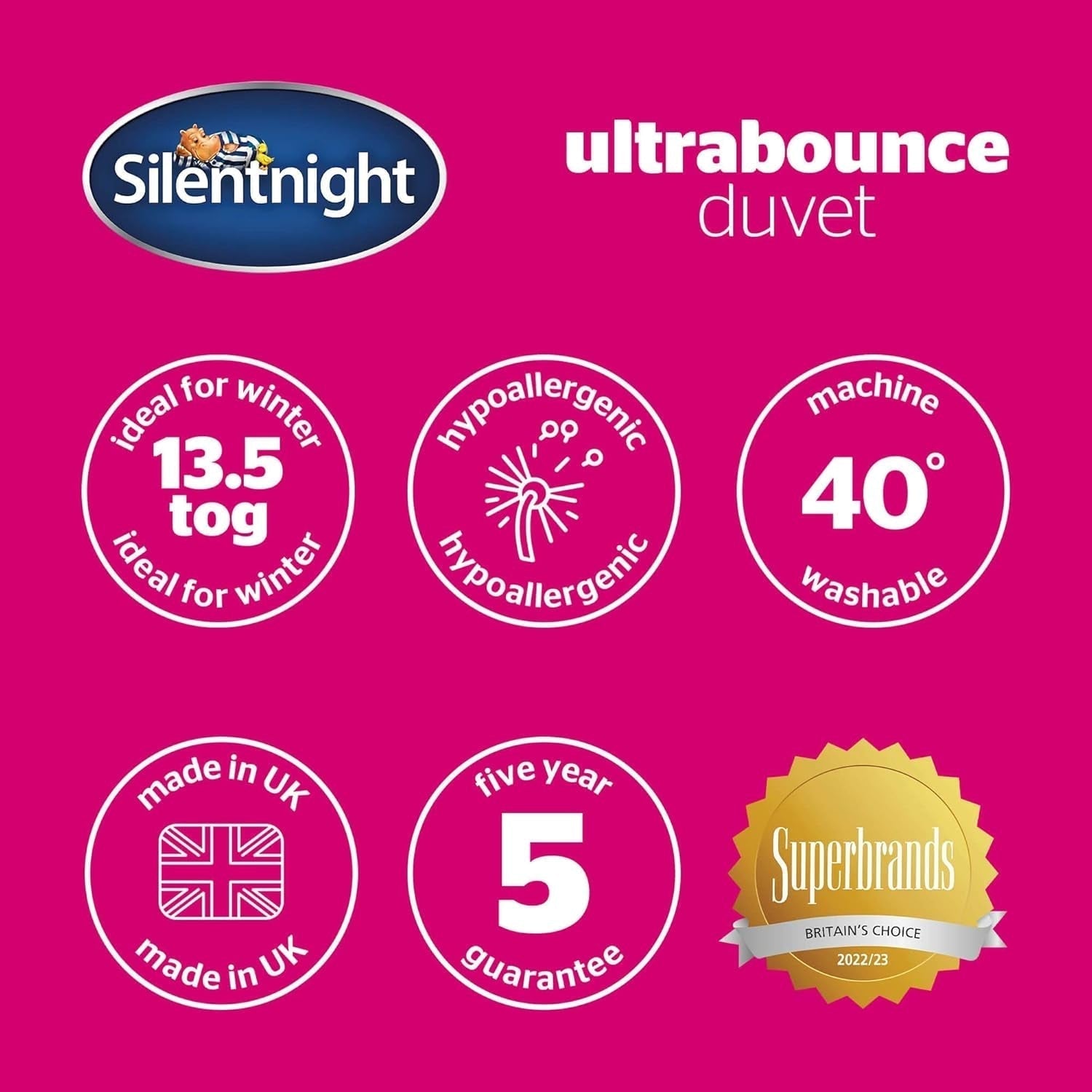 Plapumă Silentnight "Ultrabounce", microfibră, alb, pat single Plapumi si pilote Naty Shop