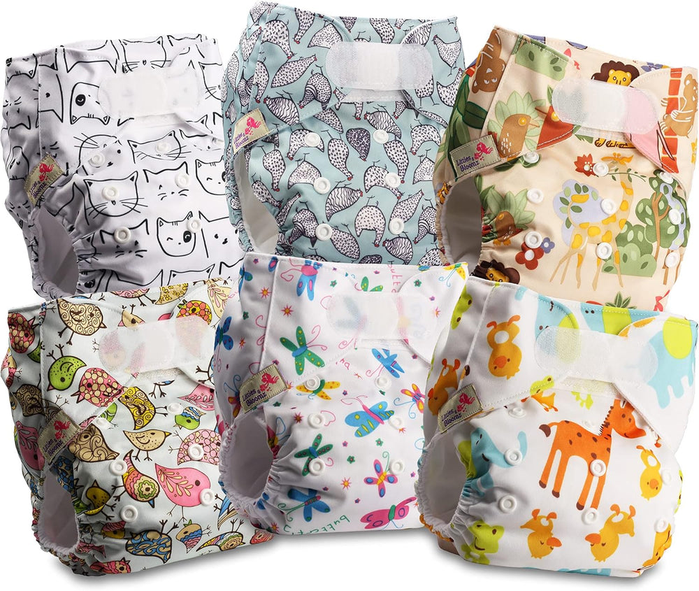 Pannolini riutilizzabili Littles and Bloomz FLV2-0602, chiusura standard con gancio e anello, 6 pannolini