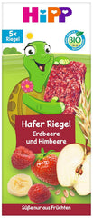 Batoane de ovăz HiPP Turtle cu căpșuni și zmeură, de la 1 an, 8 x (5x20g)