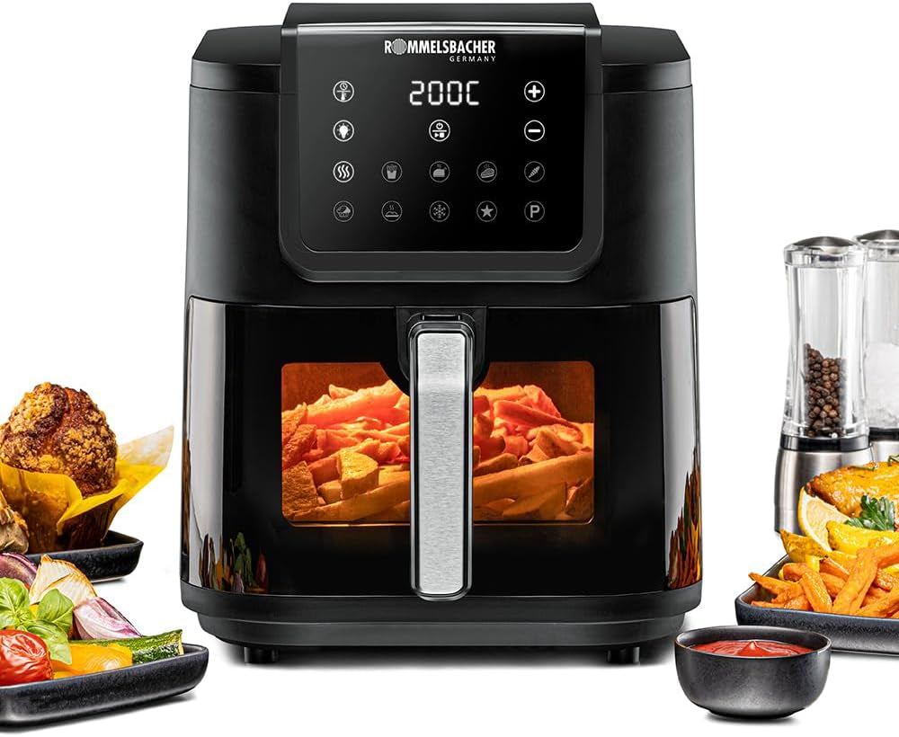ROMMELSBACHER Friggitrice ad aria calda con finestra FRH 1700, 10 programmi, silenziosa Elettrodomestici Naty Shop 8 litri