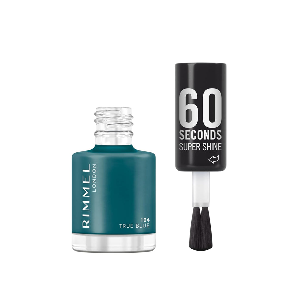 Smalto per unghie Rimmel 60 Seconds Super Shine, Asciugatura rapida, Colore vivace, Lunga durata, 8 ml, 104 True Blue