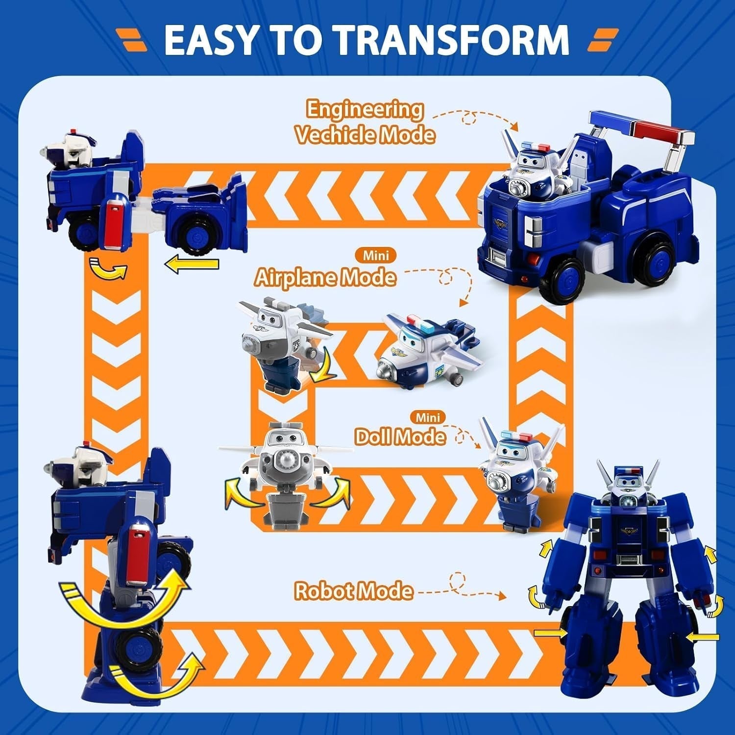 SUPER WINGS - VEICOLO ROBOT CONVERTIBILE "PAUL'S CRUISER" 18 Cm + 1 FIGURA 5 Cm - Macchinina e aereo Transform-A-Bots della serie animata - Giocattoli per bambini dai 3 anni Action figures Naty Shop