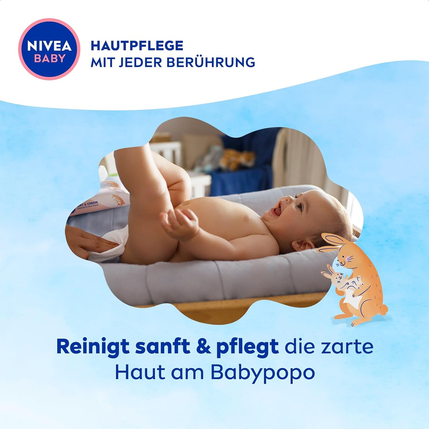 NIVEA BABY Salviette umidificate Soft & Cream per neonati (4 x 57 pezzi)