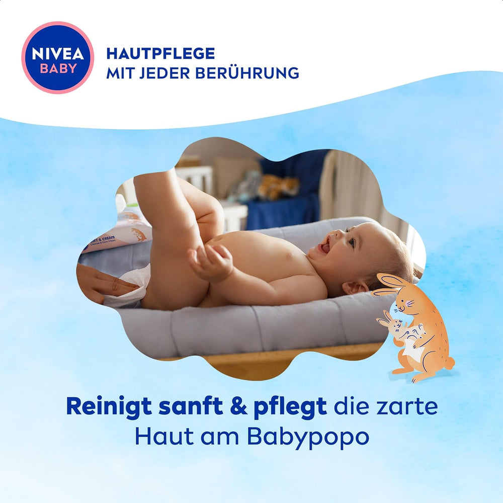 NIVEA BABY Salviette umidificate Soft & Cream per neonati (4 x 57 pezzi)