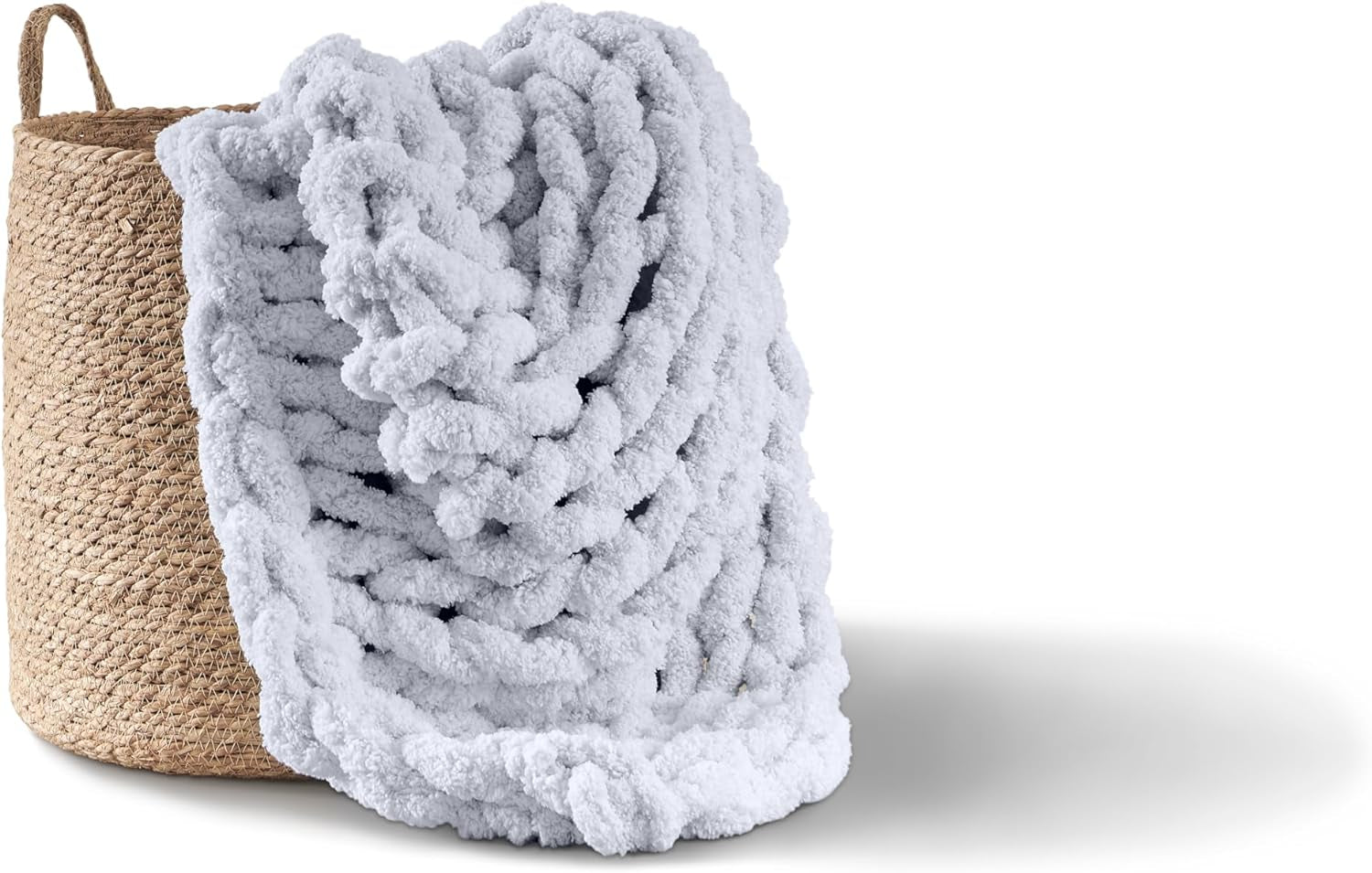 Coperta a maglia grossa, plaid, 100% lavorata a mano con filato di ciniglia jumbo (127 X 152,4 cm, grigio lilla) Letti e coperte Adyrescia Grigio Chiaro 50"X60"