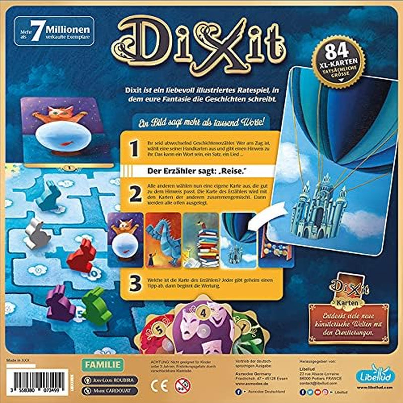 Asmodee, Dixit, Versione tedesca, Gioco base, Un'immagine vale più di mille parole, Gioco creativo per famiglie per 3-8 giocatori dagli 8 anni in su, Gioco dell'anno 2010 con 30 minuti di riproduzione