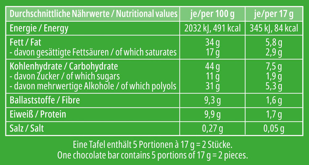 frankonia CIOCCOLATO SENZA ZUCCHERI AGGIUNTI Cioccolato con nocciole, senza glutine, 85 g