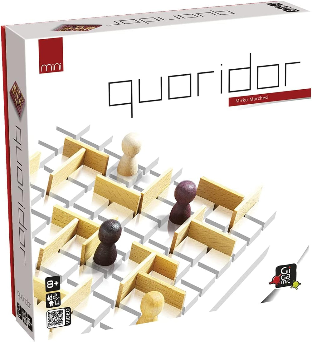 Gigamic, Quoridor Mini, joc de familie, joc din lemn, 2-4 jucători, vârste 8+, 15 minute, germană, multilingv, multicolor, colorat