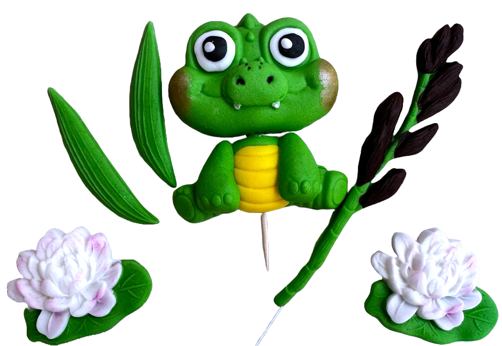 Set 6 decoratiuni din pasta de zahar, Crocodil Decoratiuni din Pasta de Zahar Nati Shop