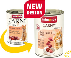 animonda Carny Katzen Nassfutter Kitten Huhn + Pute (12 x 400g), Kitten getreidefreies Katzennassfutter ohne Zucker für wachsende Kätzchen bis 1 Jahr, mit frischen Zutaten