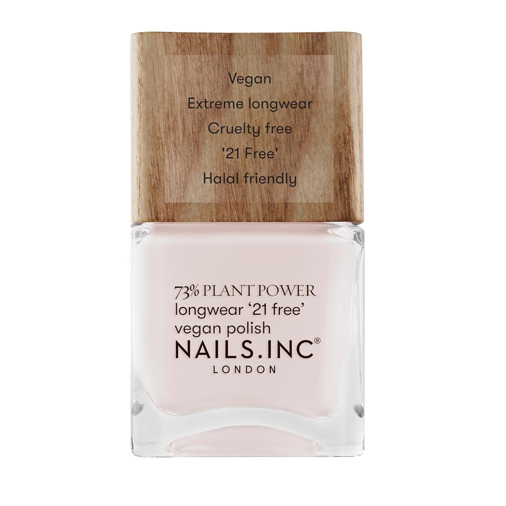 Nails Inc - Smalto per unghie vegano GLOWING SOMEWHERE Plant Power - 73% a base vegetale, 100% vegano e cruelty free - Manicure perfetta, Perla scintillante - Per nail art ecologiche