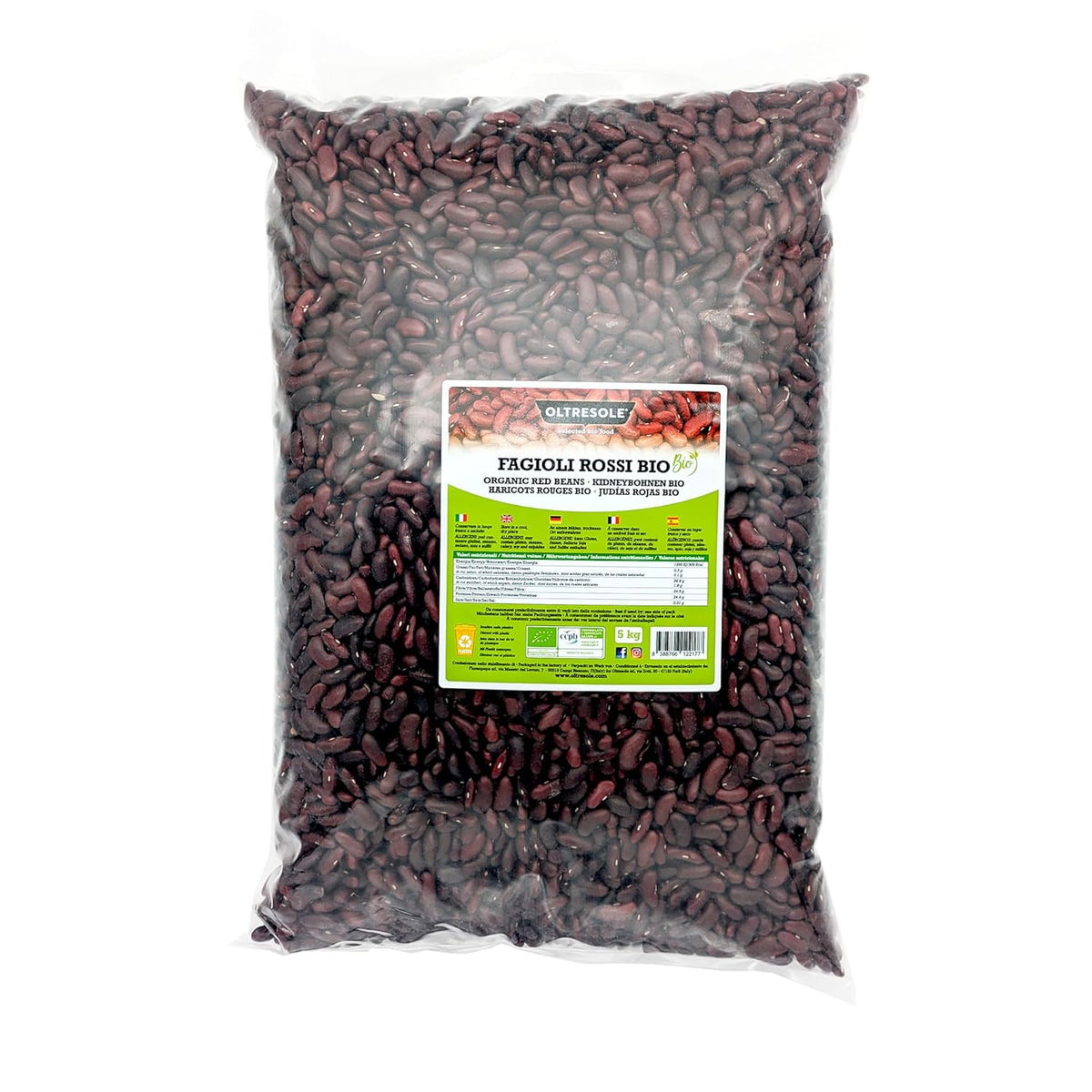 Fagioli rossi bio 1 kg, legumi secchi biologici da coltivazioni controllate, ricchi di proteine ​​e sali minerali, ideali per diete ipocaloriche, vegane e vegetariane