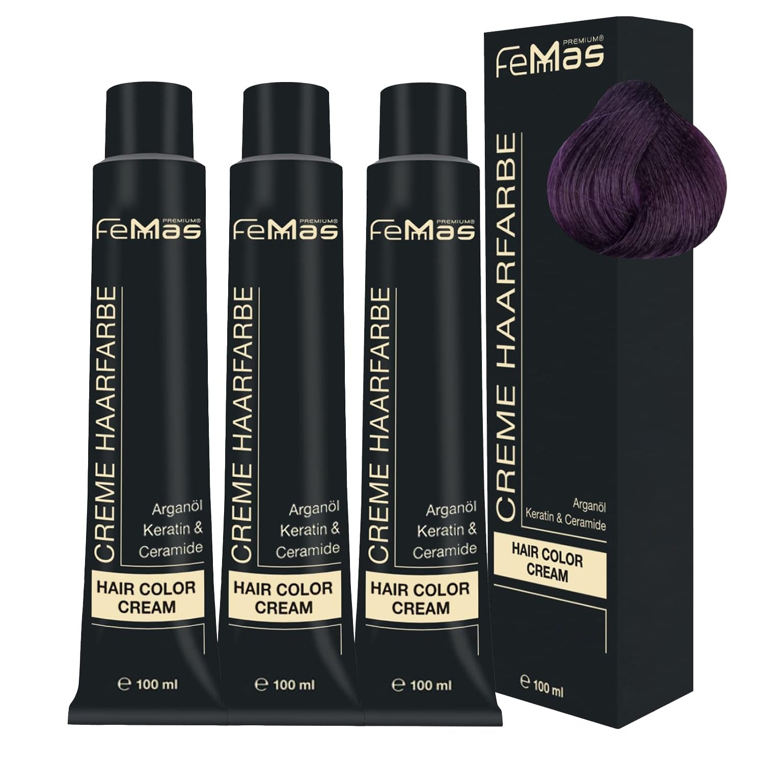FemMas Hair Colour Pure & Mix Red I Cremă profesională cu ulei de argan, keratină și ceramide I Ca o vopsea de păr permanentă sau nuanță pentru rezultate radiante, de lungă durată I 100 ml