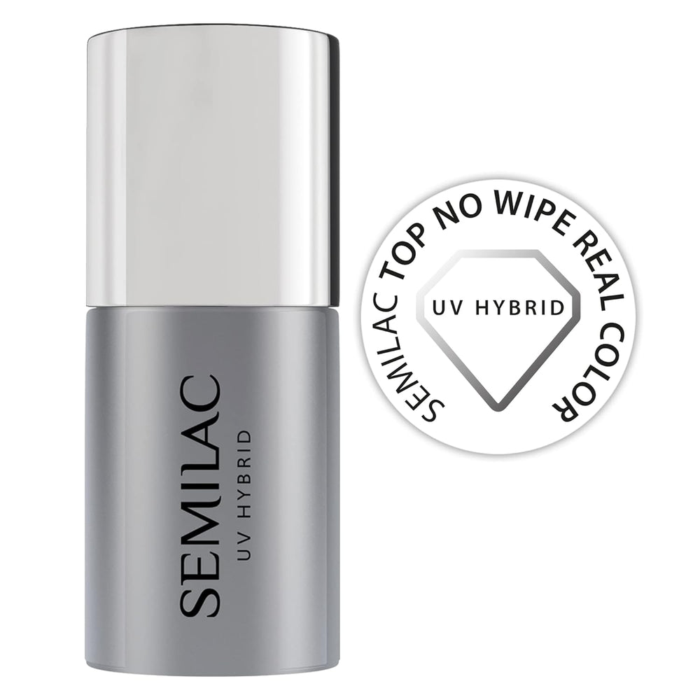 Semilac Top Coat Smalto per Unghie 7ml, Innovativo, UV/LED, Smalto Ibrido, Finitura Lucida, Protegge, Trasparente
