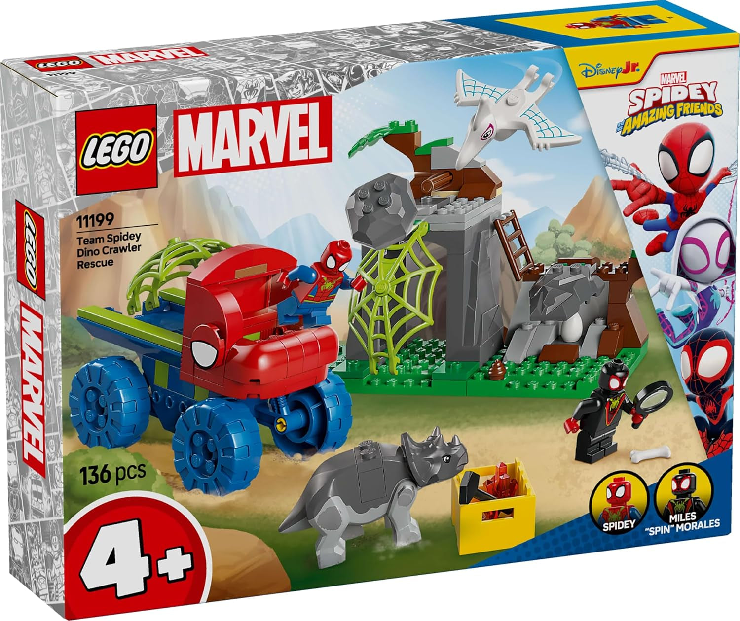 LEGO Marvel La squadra di Spidey in missione di salvataggio nel camion Dino Costruisce un'auto giocattolo per supereroi Set avventura per bambini 4+ Spidey e i suoi super amici 11199 Set da costruzione Acquista il negozio LEGO